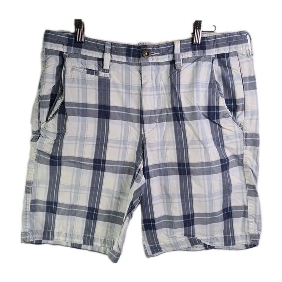 American Eagle Longer Length Shorts Mens Plaid Casual Sportswear Blue Size 34 - Picture 1 of 9